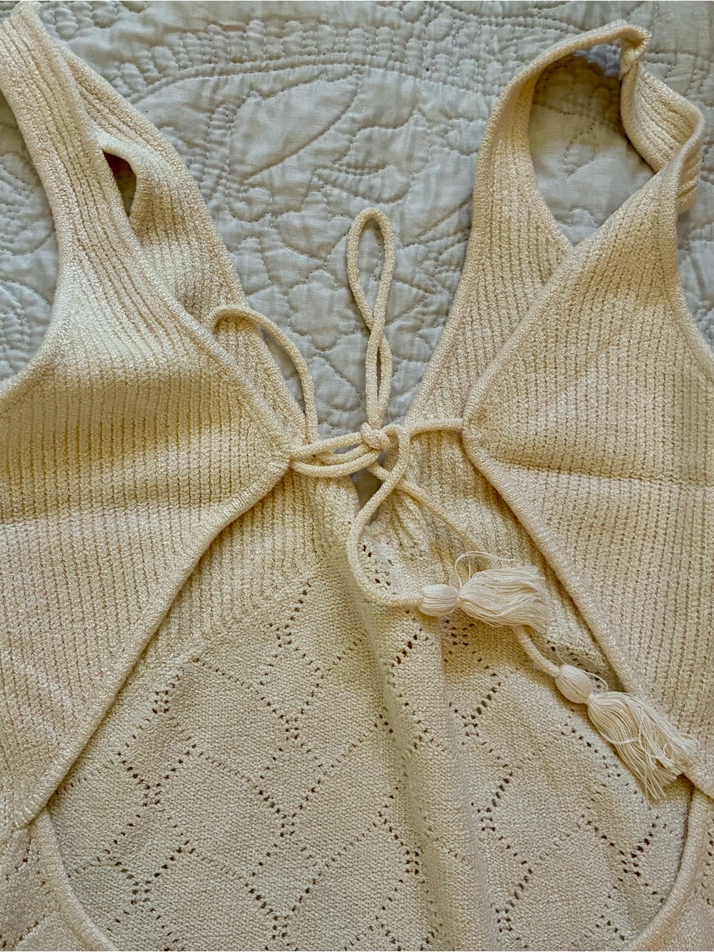 L*Space Saffron Knit Macrame Cover Up/Dress In Tapioca/NWT MSRP ($130) - Picture 8 of 9